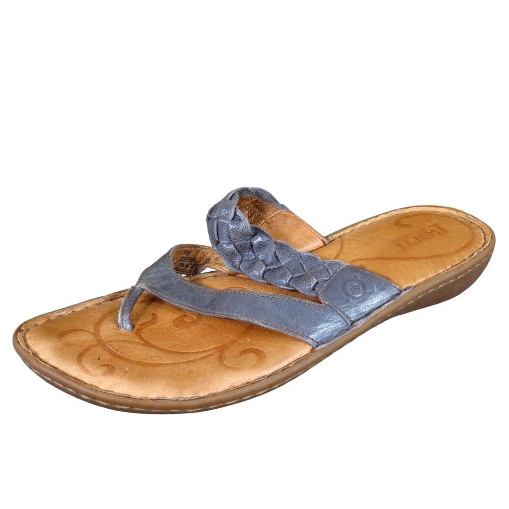 Børn Braided Women Sandal Size 9 Casual Comfort Leather Thong Blue